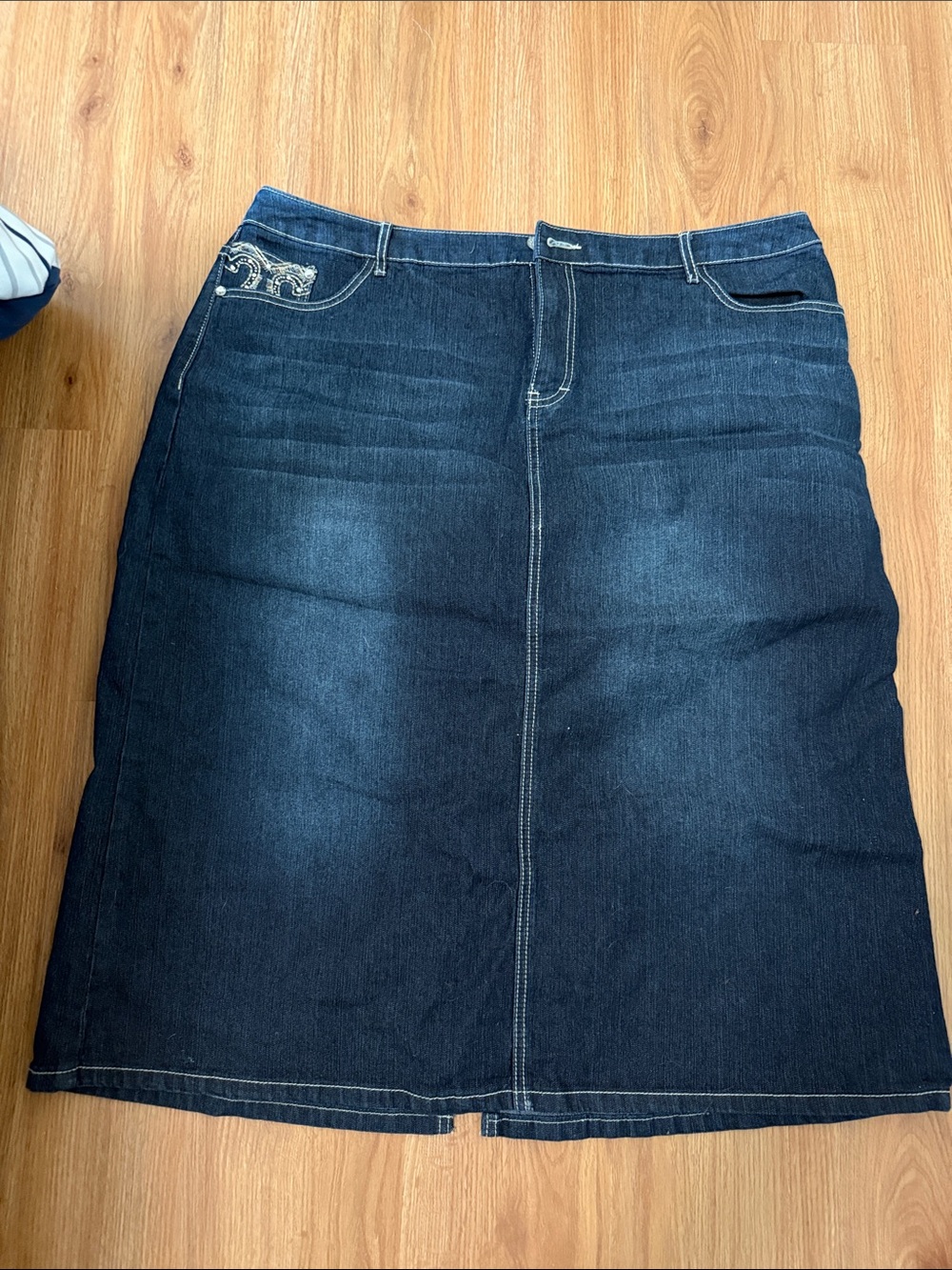 CJ Banks Dark Blue Denim Pencil Skirt